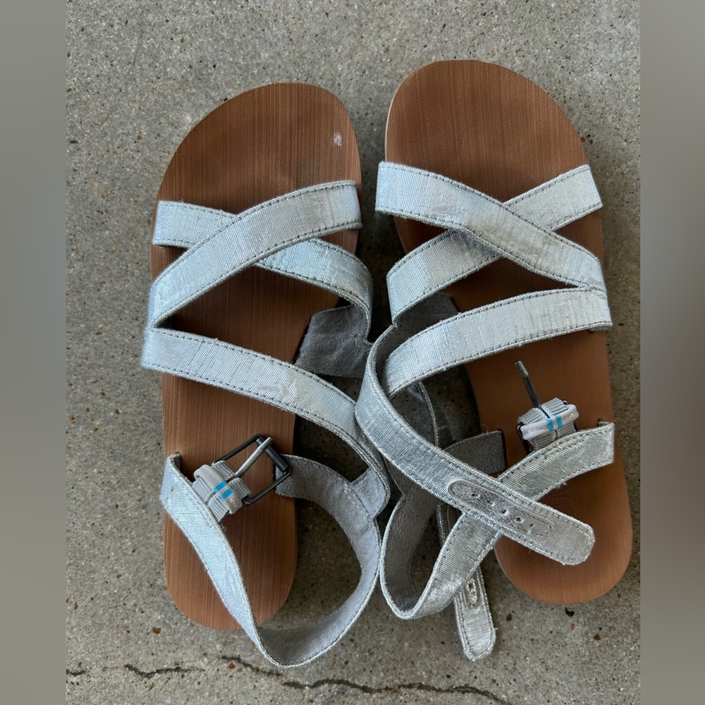 Girls silver strappy Toms sandals